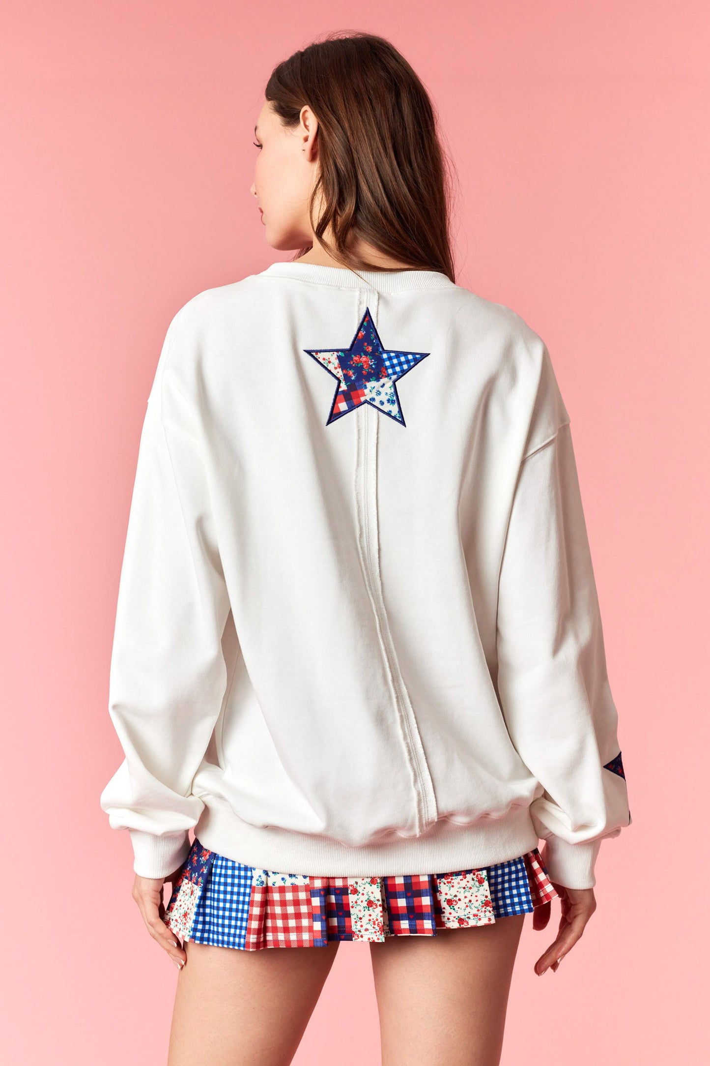 Embroidered USA Patchwork Crewneck