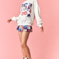 Embroidered USA Patchwork Crewneck