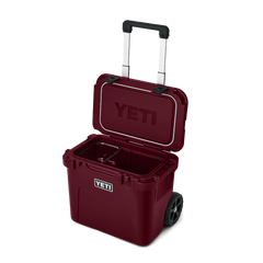 YETI Roadie 32 Wheeled Cooler in Wild Vine Red.