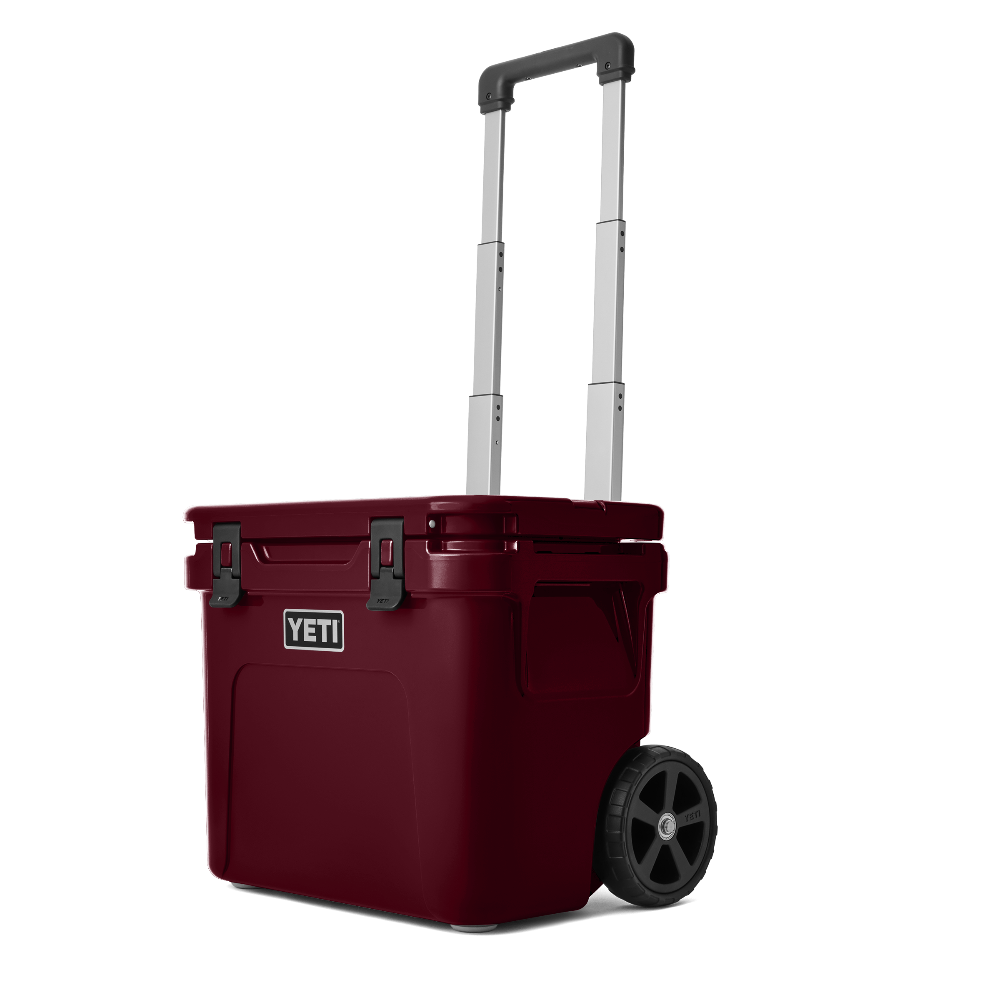 YETI Roadie 32 Wheeled Cooler in Wild Vine Red.