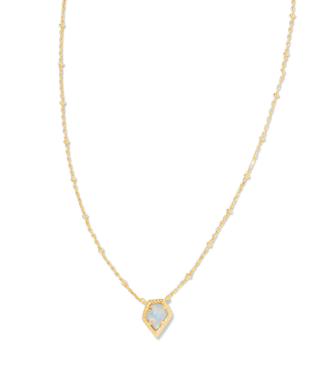 Kendra Scott Framed Tess Satellite Short Pendant Necklace - Gold Luster Light Blue