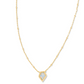 Kendra Scott Framed Tess Satellite Short Pendant Necklace - Gold Luster Light Blue