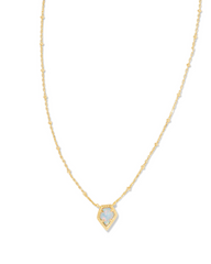 Kendra Scott Framed Tess Satellite Short Pendant Necklace - Gold Luster Light Blue