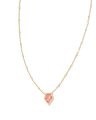 Kendra Scott Framed Tess Satellite Short Pendant Necklace - Gold Luster Rose Pink