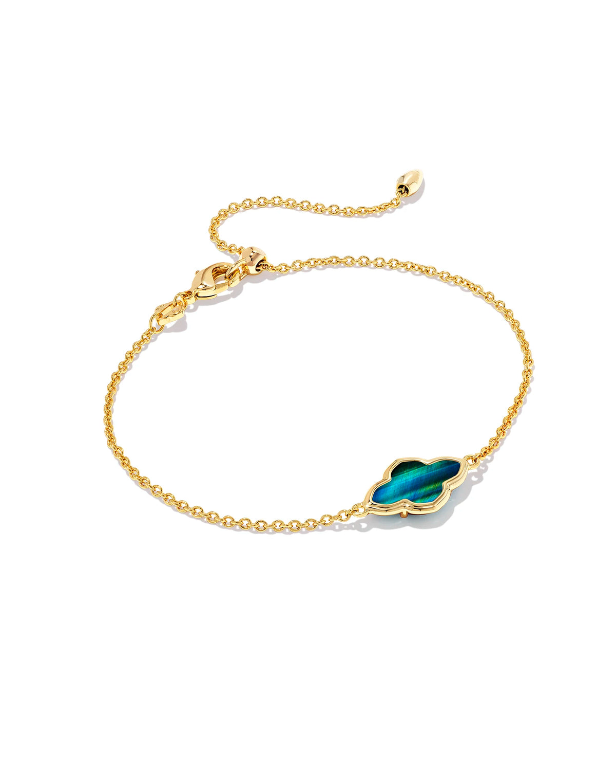 Kendra Scott Framed Abbie Delicate Chain Bracelet in Teal Tiger's Eye