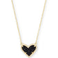 Ari Heart Short Pendant Gold - Black Drusy Front View