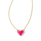 Kendra Scott Ari Heart Short Pendant Gold Neon Pink up close