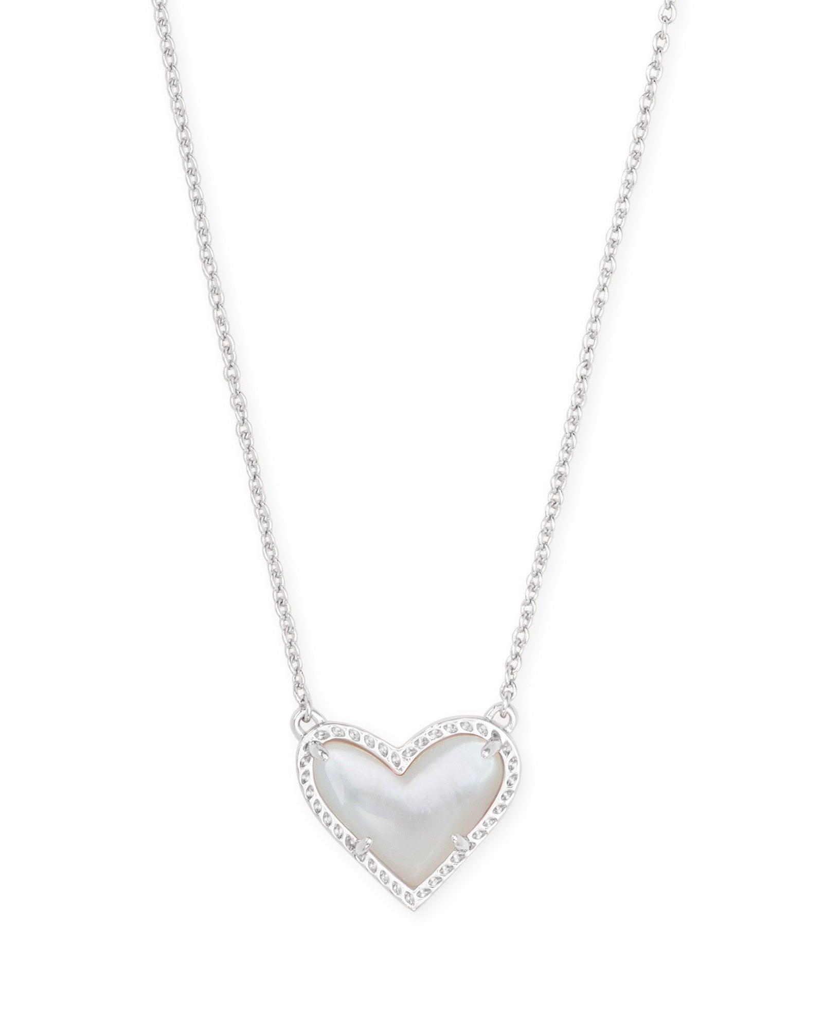 Ari Rhodium - Ivory Mother of Pearl Necklace Front View