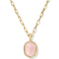 Daphne Pave Frame Short Pendant Necklace - Gold Rose Quartz