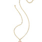 Daphne Pave Frame Short Pendant Necklace - Gold Rose Quartz