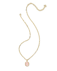 Daphne Pave Frame Short Pendant Necklace - Gold Rose Quartz