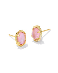 Daphne Stud Earrings - Gold Pink Glass over Abalone - Kendra Scott
