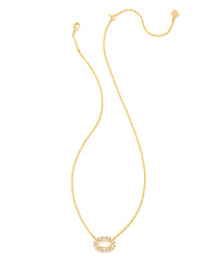 Elisa Crystal Frame Short Pendant Necklace Gold Ivory Mother Of Pearl
