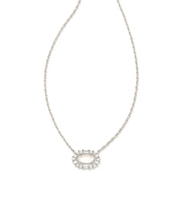 Elisa Crystal Frame Short Pendant Necklace Silver Ivory Mother Of Pearl
