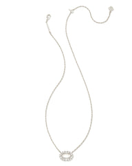 Elisa Crystal Frame Short Pendant Necklace Silver Ivory Mother Of Pearl