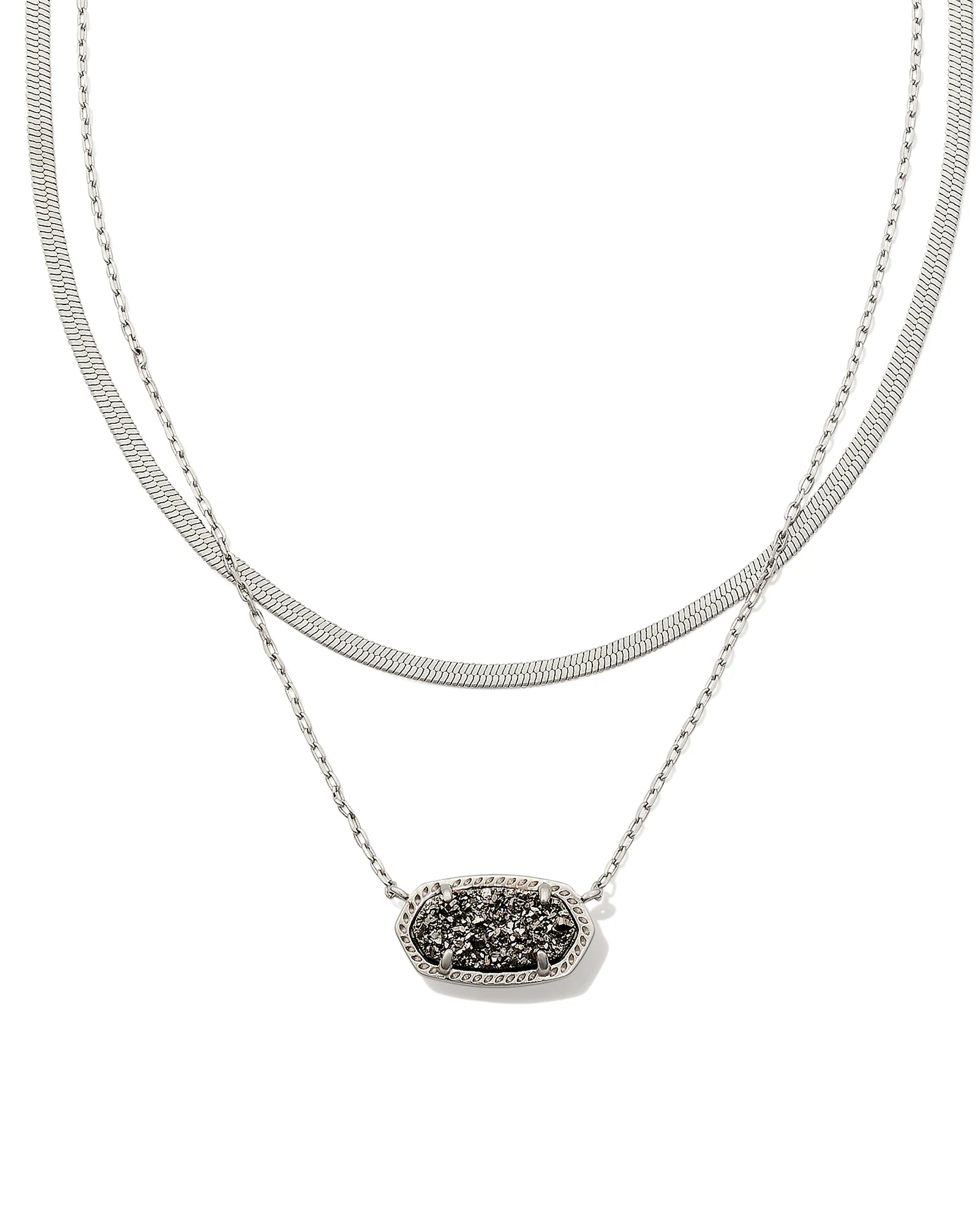 Kendra Scott Elisa Herringbone Multistrand Necklace in Platinum Drusy