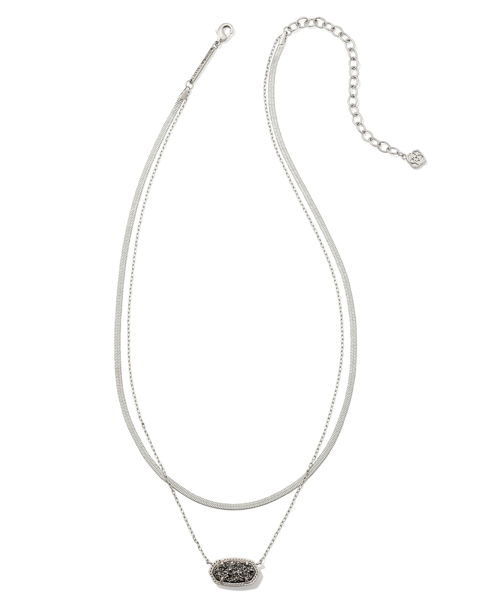 Kendra Scott Elisa Herringbone Multistrand Necklace in Platinum Drusy