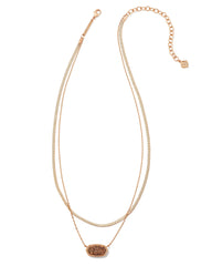 Elisa Herringbone Multistrand Necklace in Rose Gold Drusy