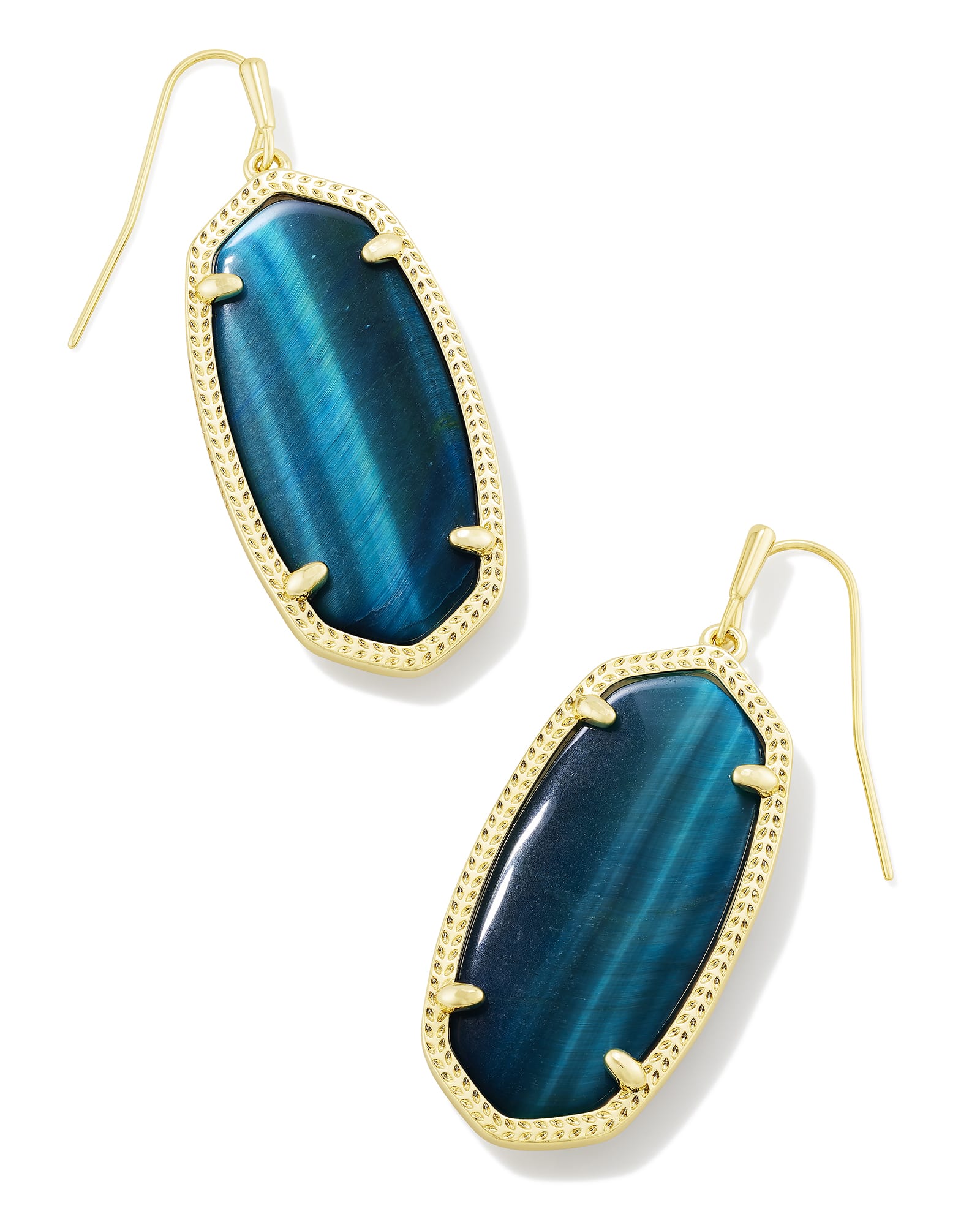 Kendra Scott Elle Drop Earrings in Teal's Tiger's Eye