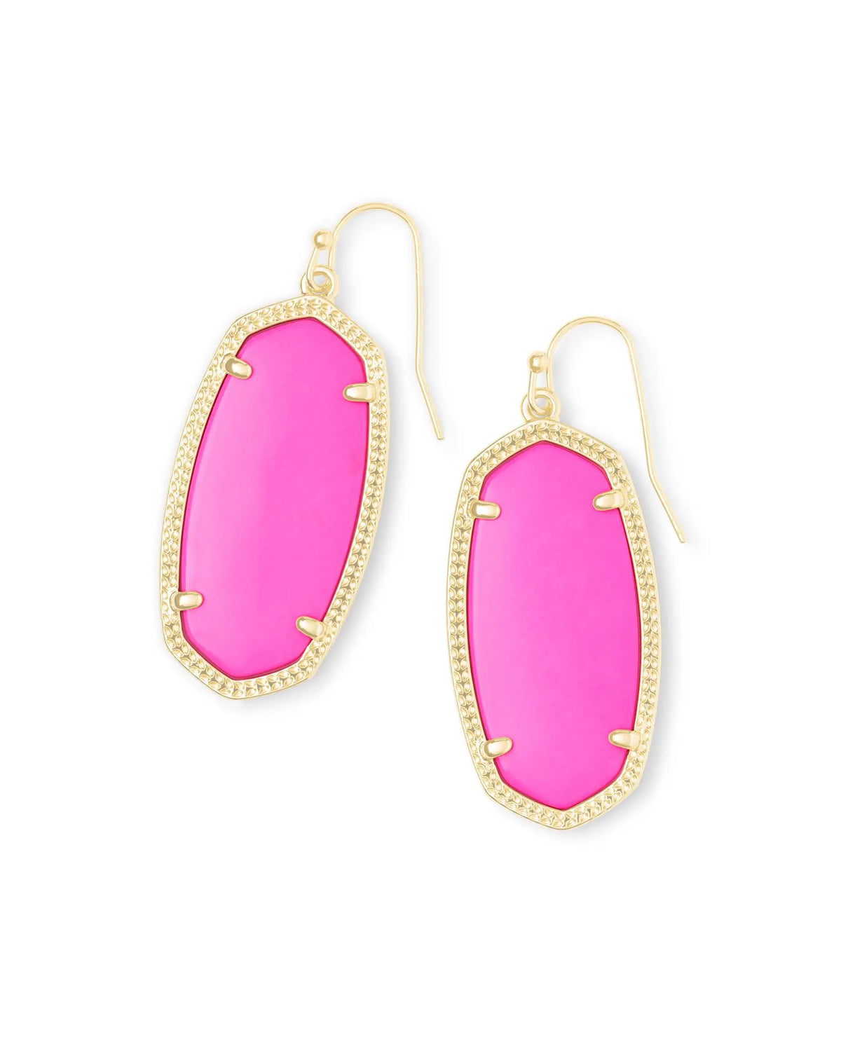 Elle Gold Magenta Drop Earrings Front View