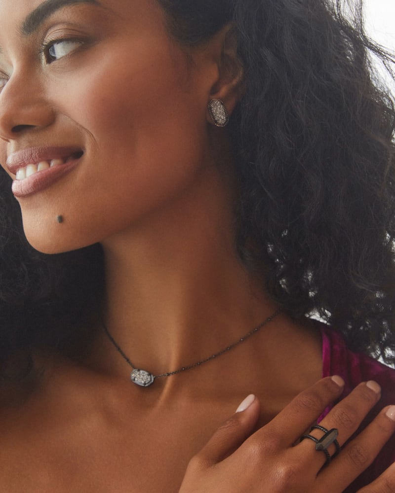 Ellie Earring Gunmetal Platinum Drusy model image