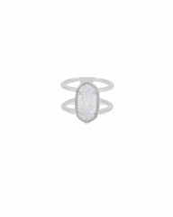 Kendra Scott Elyse Silver Ring Iridescent Drusy Size 8 
