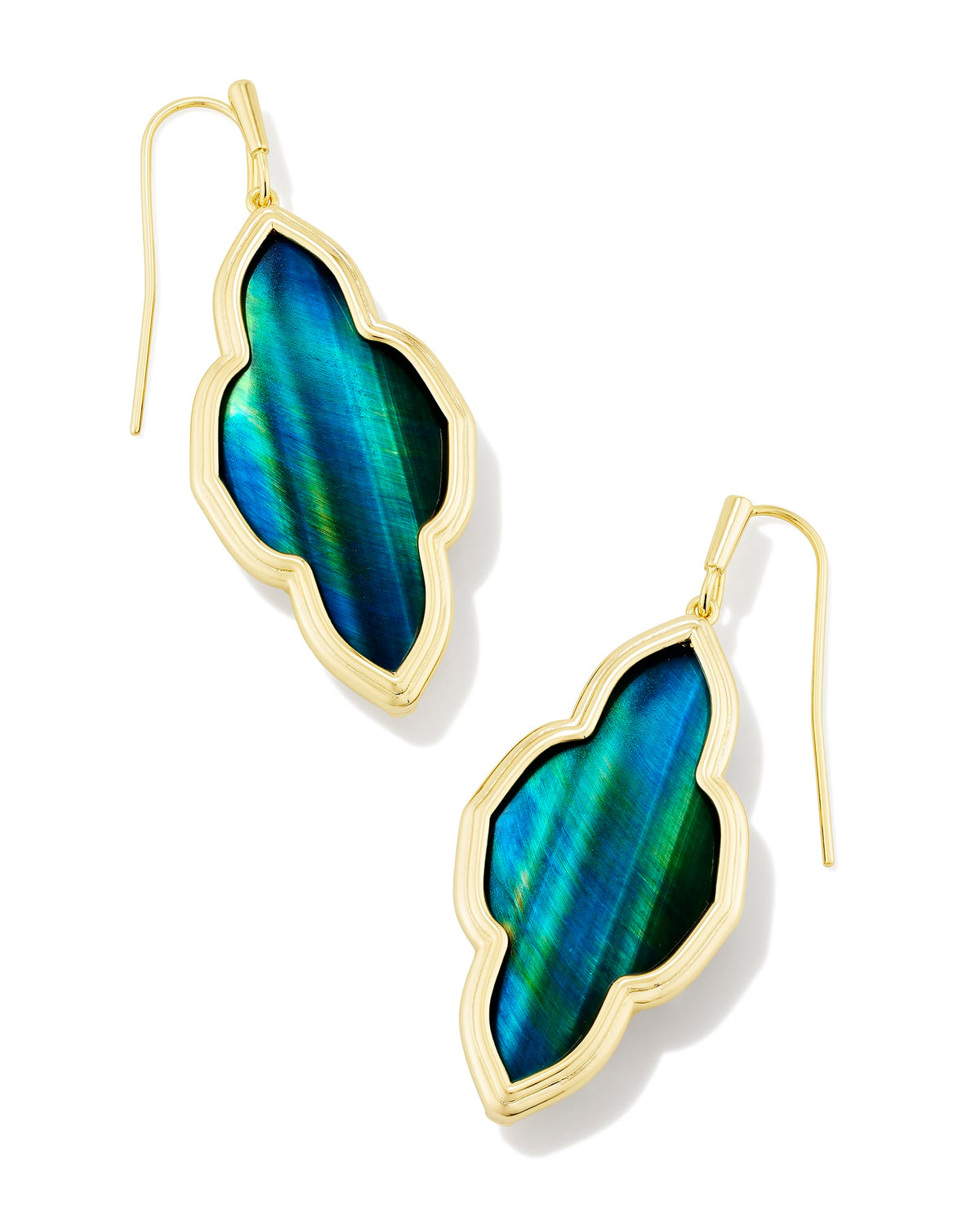 Kendra Scott Framed Abbie Drop Earrings in Teal Tiger's Eye