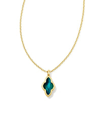 Kendra Scott Framed Abbie Short Pendant Necklace in Teals Tiger's Eye