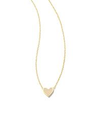 Framed Ari Heart Short Pendant Necklace Gold Iridescent Drusy