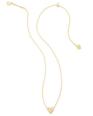 Framed Ari Heart Short Pendant Necklace Gold Iridescent Drusy
