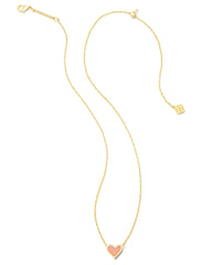 Framed Ari Heart Short Pendant Necklace Gold Light Pink Drusy