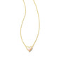 Framed Ari Heart Short Pendant Necklace Gold White Opalescent Resin