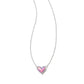 Framed Ari Heart Short Pendant Necklace Silver Lilac Opalescent Resin