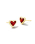 Framed Ari Heart Stud Earrings Gold Red Opalescent Resin