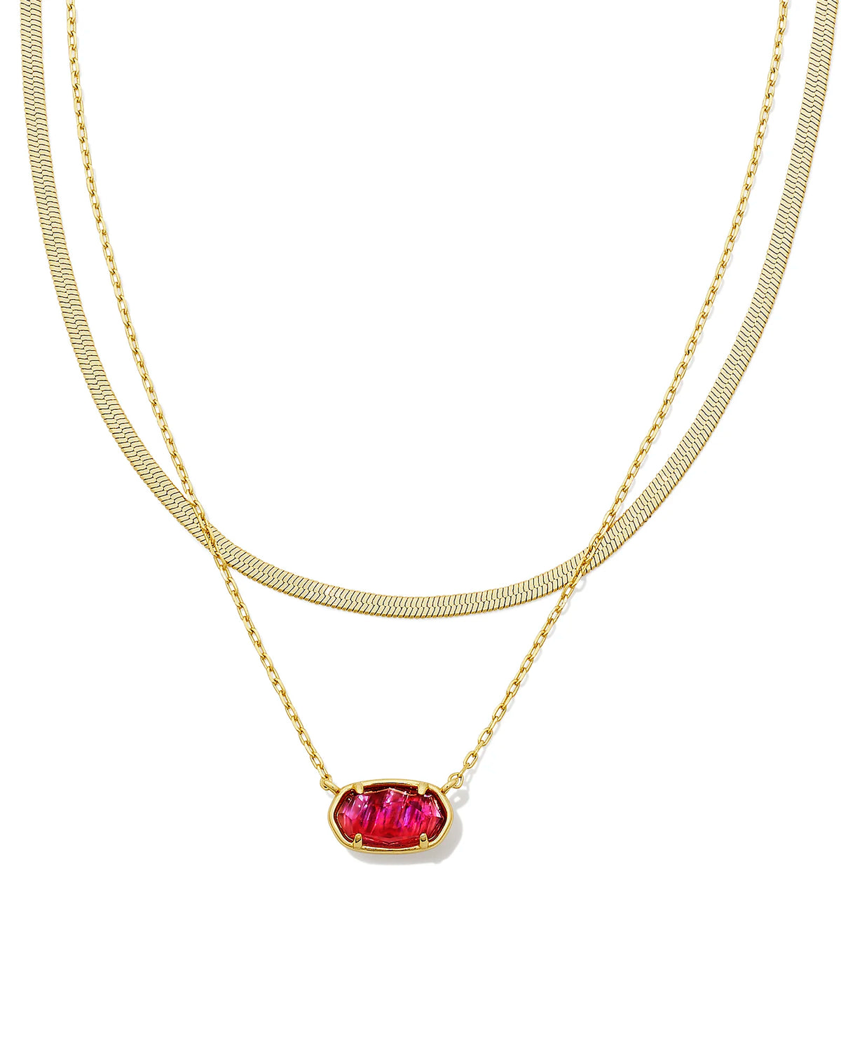 Kendra Scott Grayson Herringbone Multistrand Necklace In Light Burgundy