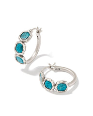 Kendra Scott Maura Hoop Earrings | Vintage Silver Variegated Indigo Magnesite