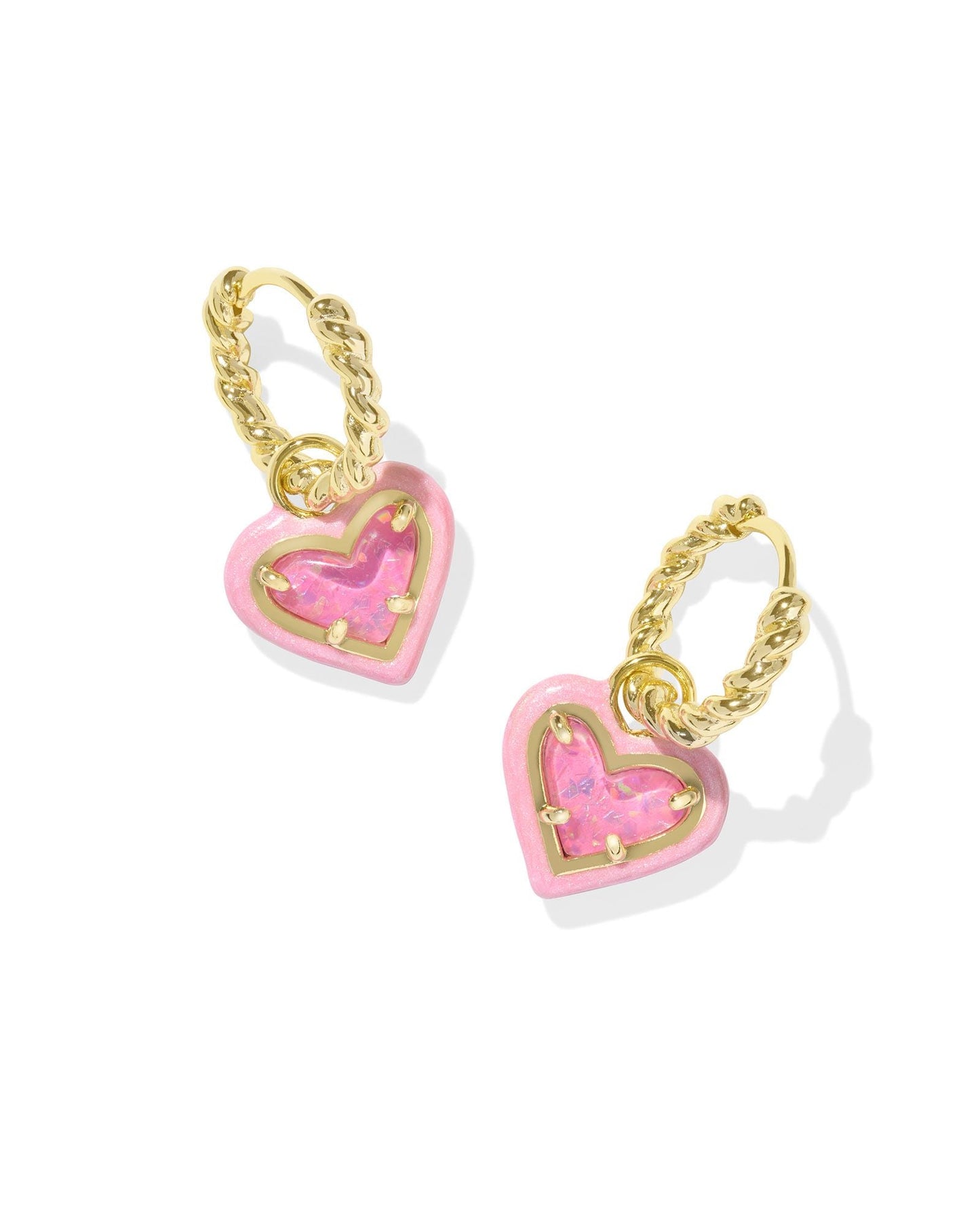 Ari Heart Enamel Frame Huggie Earrings