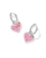 Ari Heart Enamel Frame Huggie Earrings