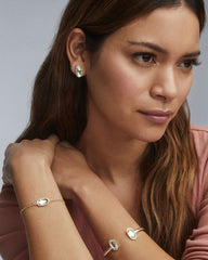 Elton Cuff Bracelet - Gold Rose Quartz