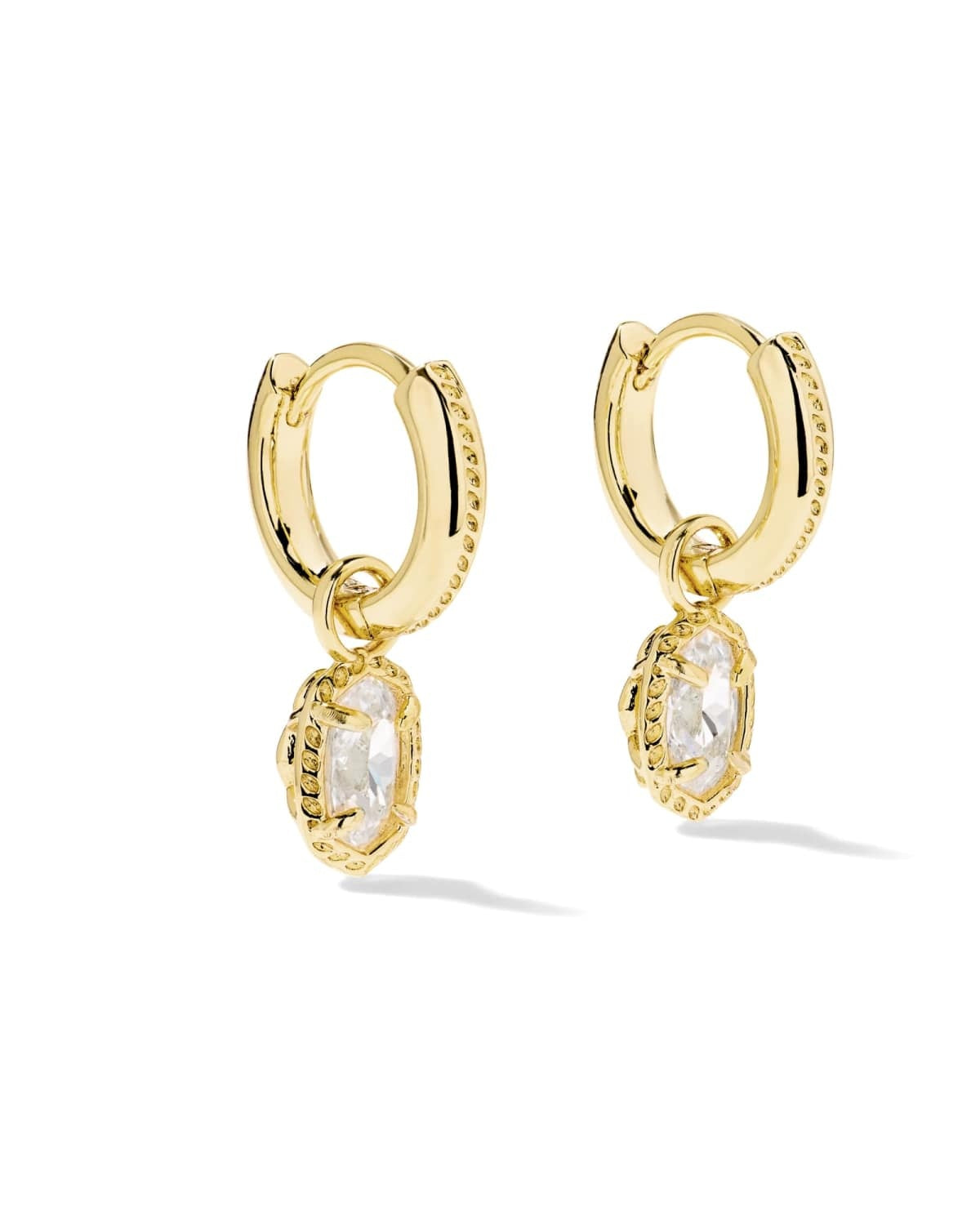 KENDRA SCOTT Mini Ellie Luxe Huggie Earrings, Gold White Cz, primary view (Gold White Cz)