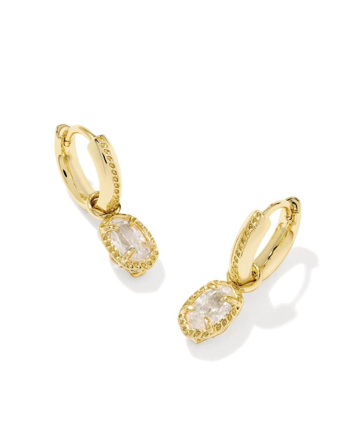 KENDRA SCOTT Mini Ellie Luxe Huggie Earrings, Gold White Cz, additional view 1 (Gold White Cz)