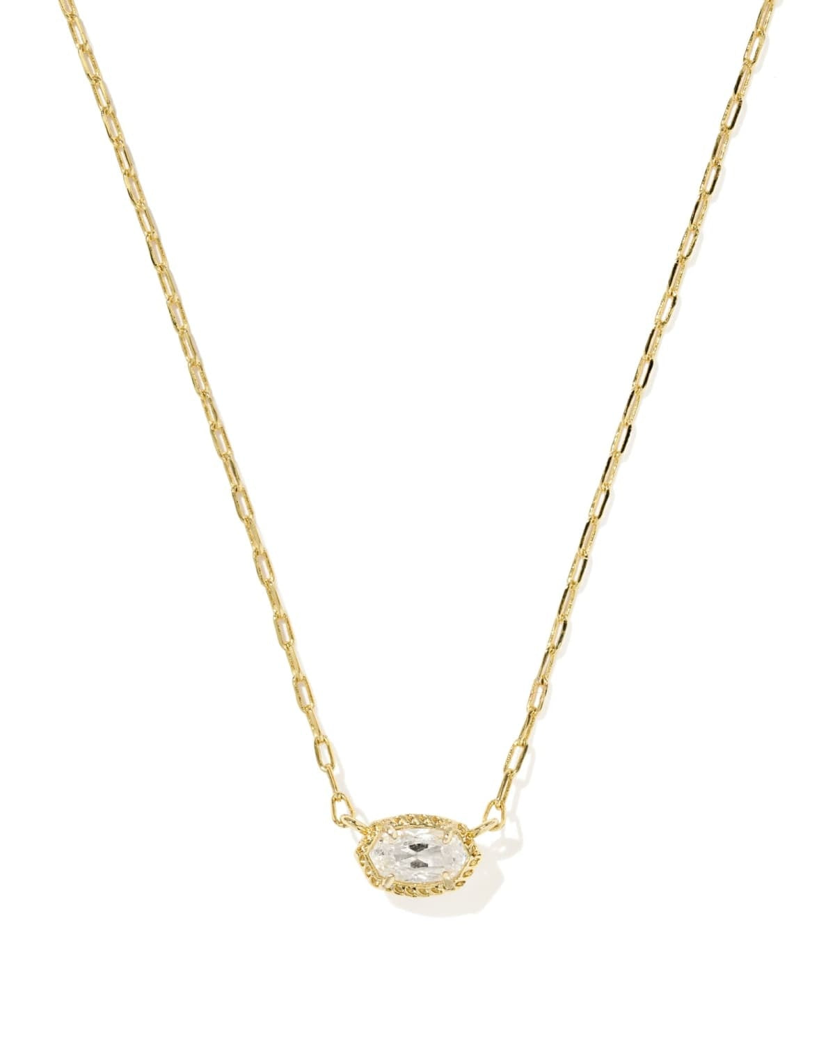 KENDRA SCOTT Mini Elisa Luxe Short Pendant Necklace, Gold White Cz, primary view (Gold White Cz)