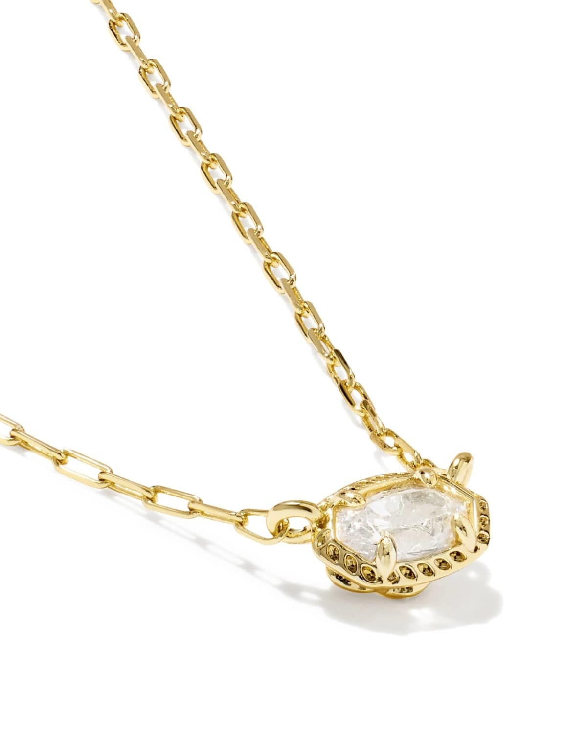 KENDRA SCOTT Mini Elisa Luxe Short Pendant Necklace, Gold White Cz, additional view 2 (Gold White Cz)