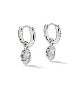 KENDRA SCOTT Mini Ellie Luxe Huggie Earrings, Silver White Cz, primary view (Silver White Cz)