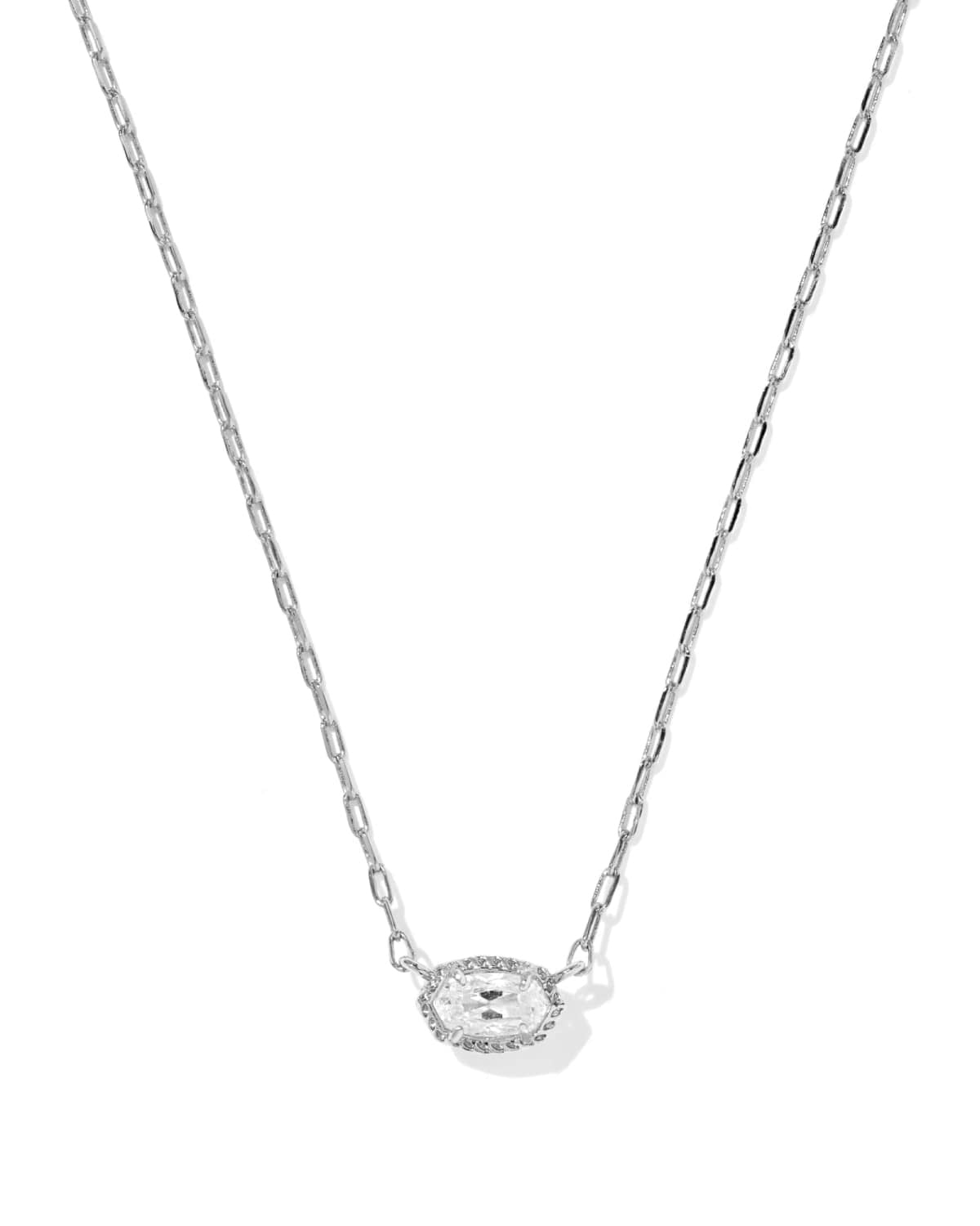 KENDRA SCOTT Mini Elisa Luxe Short Pendant Necklace, Silver White Cz, primary view (Silver White Cz)