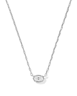 KENDRA SCOTT Mini Elisa Luxe Short Pendant Necklace, Silver White Cz, primary view (Silver White Cz)