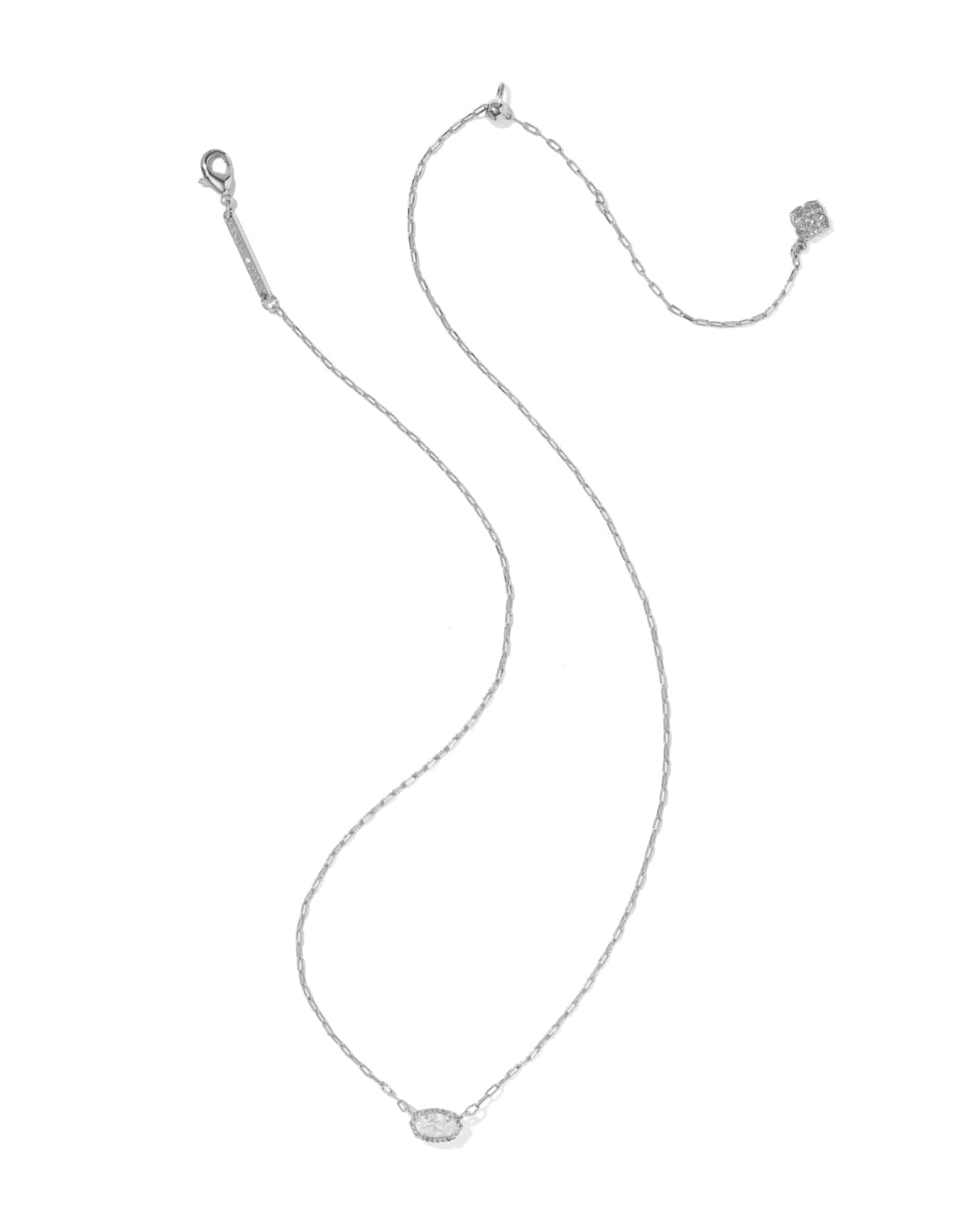 KENDRA SCOTT Mini Elisa Luxe Short Pendant Necklace, Silver White Cz, additional view 1 (Silver White Cz)