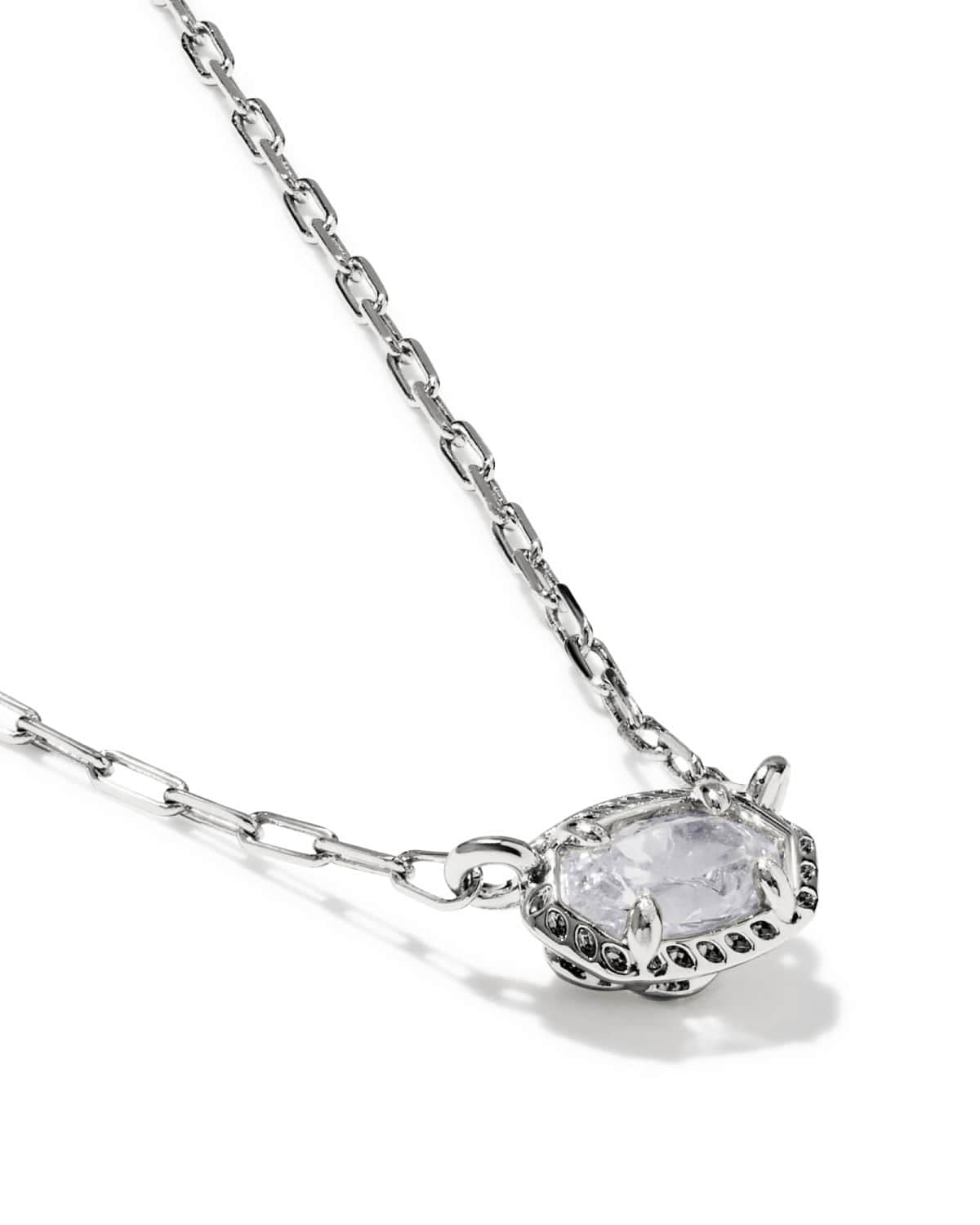 KENDRA SCOTT Mini Elisa Luxe Short Pendant Necklace, Silver White Cz, additional view 2 (Silver White Cz)