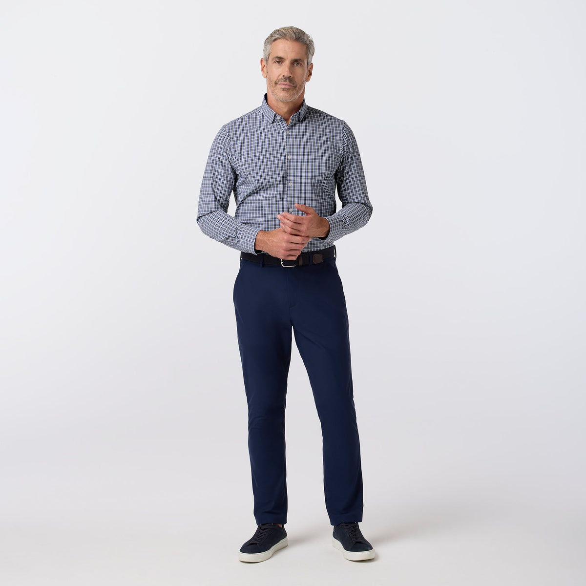Mizzen+Main Leeward Long Sleeve Dress Shirt in Espresso Doug Plaid