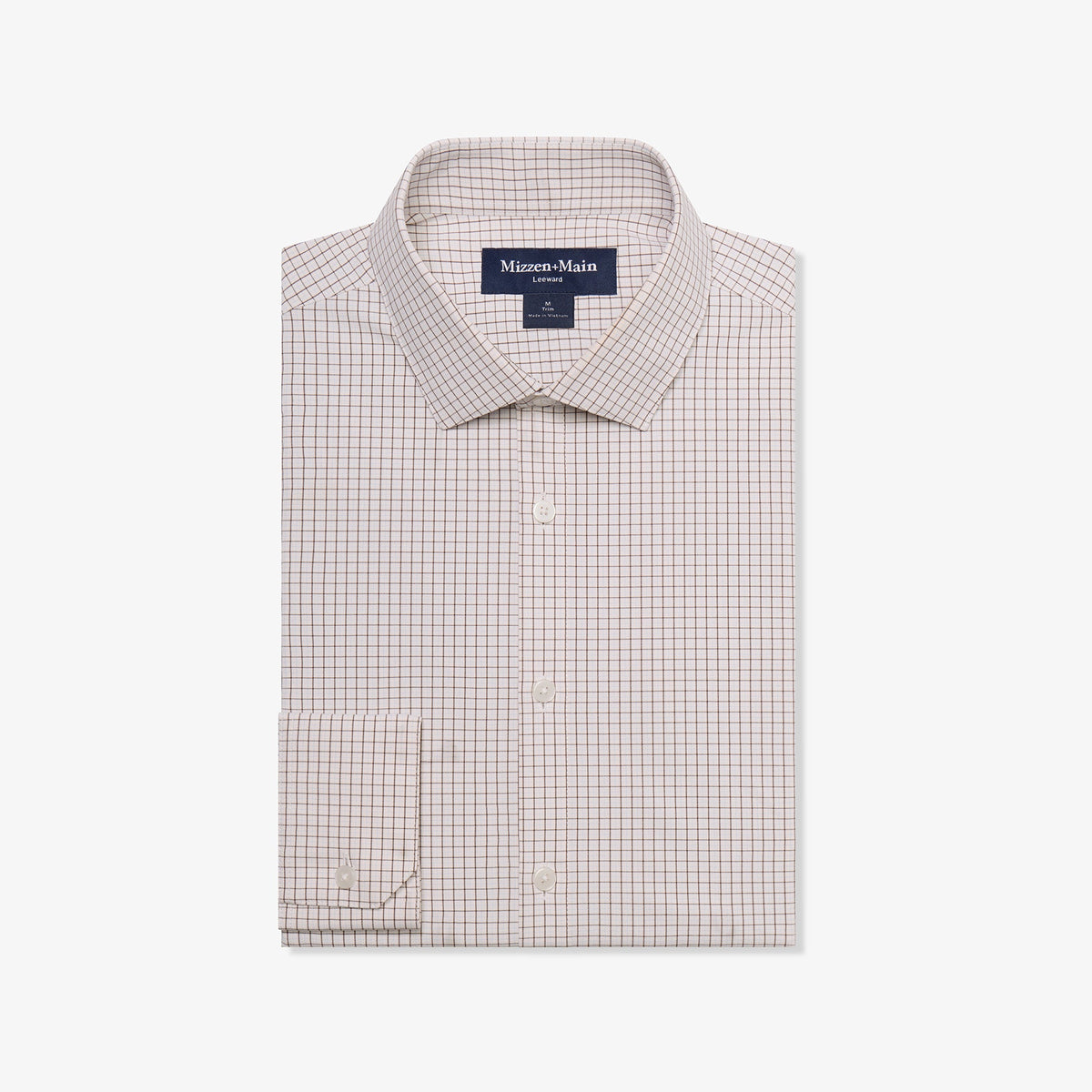 Mizzen+Main Leeward Long Sleeve Dress Shirt in Espresso Filbert Plaid